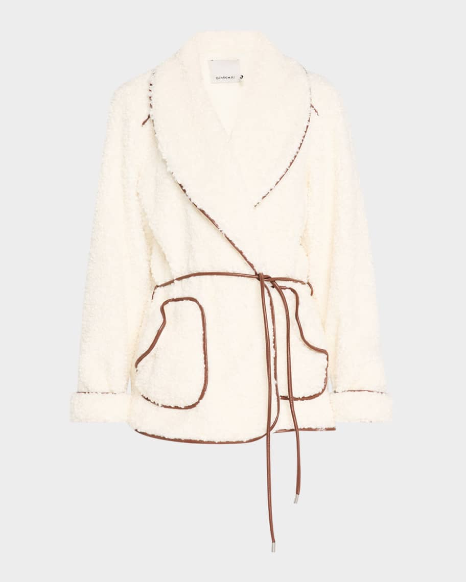 SIMKHAI Kimia Faux Fur Tie Waist Jacket | Neiman Marcus