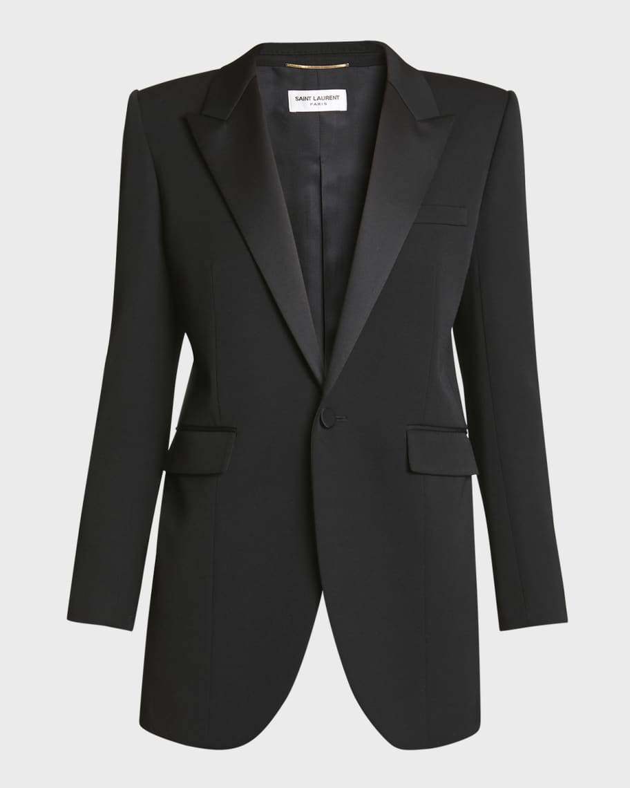 【送料&関税込】Saint Laurent Black Creme Blazer Jacket in Gabardine | Saint Laurent | YSL EN