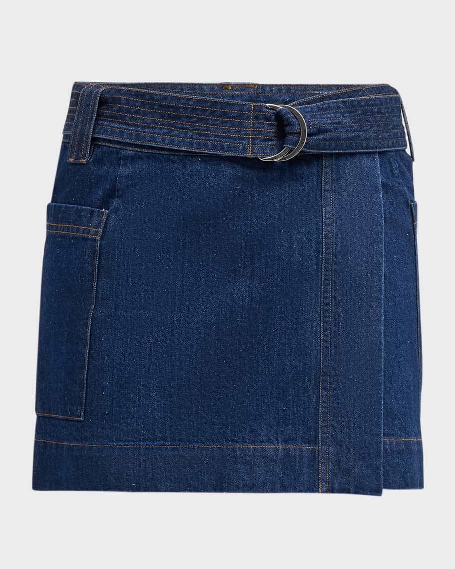 Belted Denim Mini Skirts