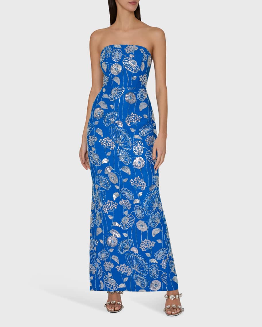 Image 2 of 4: Orion Strapless Sequin Embroidered Maxi Dress