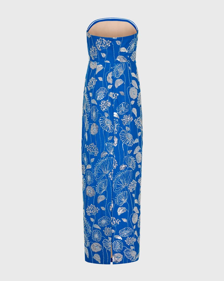 Image 3 of 4: Orion Strapless Sequin Embroidered Maxi Dress