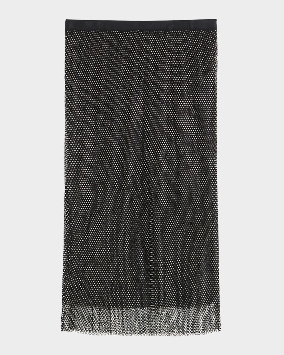 Marina Rinaldi Nuvole Rhinestone Mesh Midi Skirt | Neiman Marcus