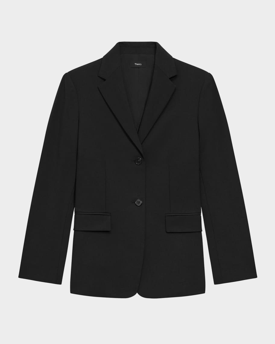 Theory Traceable Wool Slim Single-Breasted Blazer | Neiman