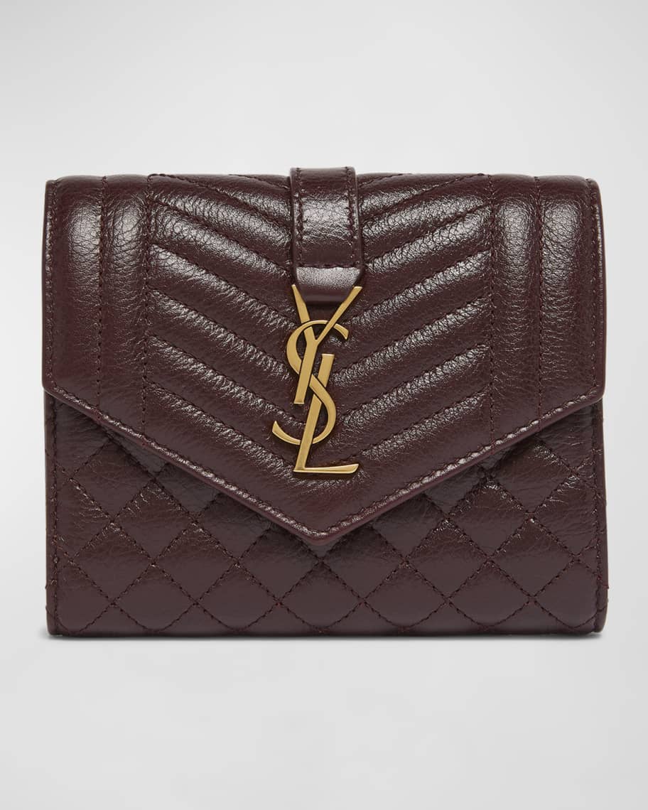 折りたたみ財布 SAINT LAURENT Compact Monogram Quilted Zipper Wallet Bla YSL Saint Laurent Zip Around Wallet 👛 || ONLY UNBOXING