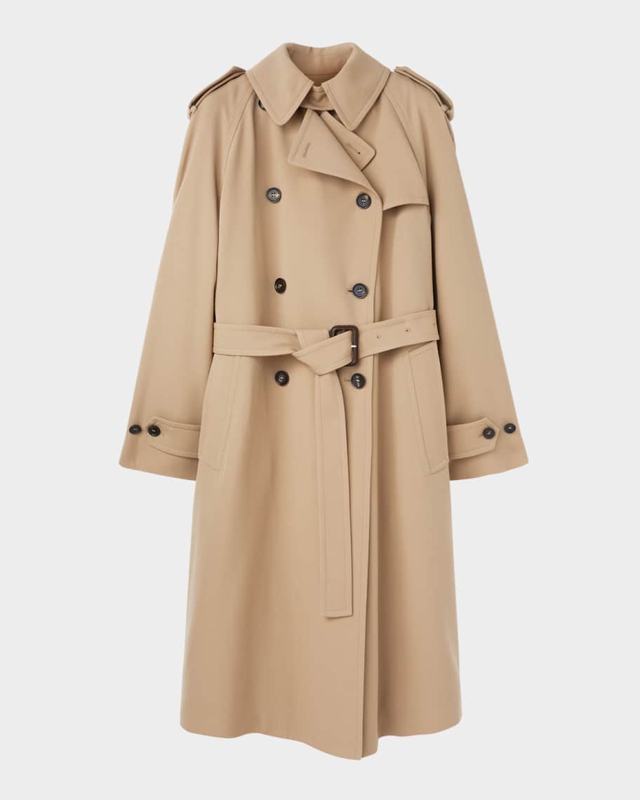 Loro Piana Clive Double-Breasted Belted Drill Wool Trench