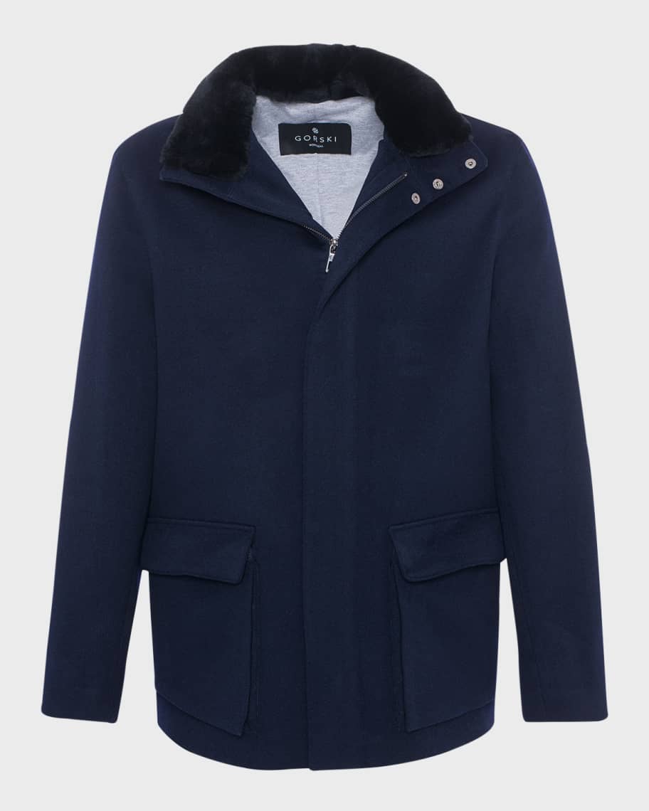 Gorski Men's Loro Piana Wool Jacket with Detachable Lamb Shearling