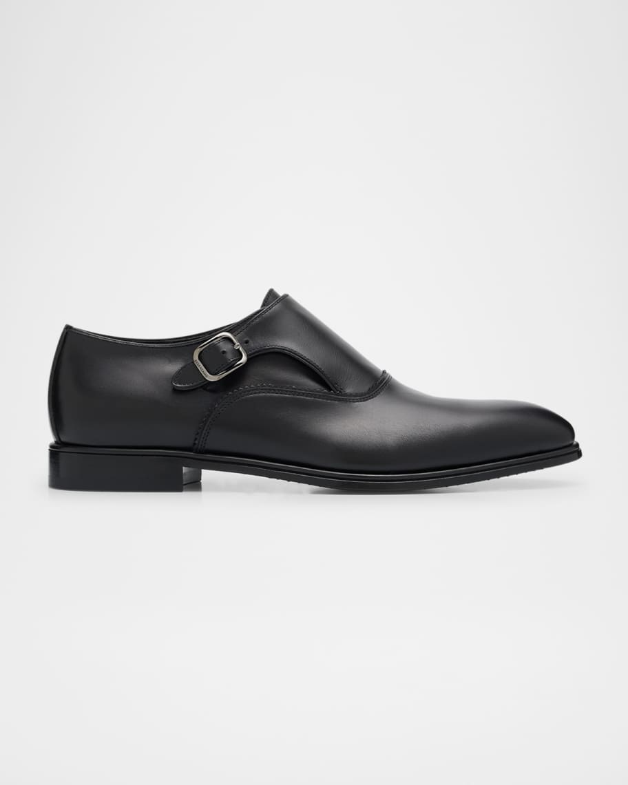Ferragamo Men's Leather Monk Strap Loafers | Neiman Marcus