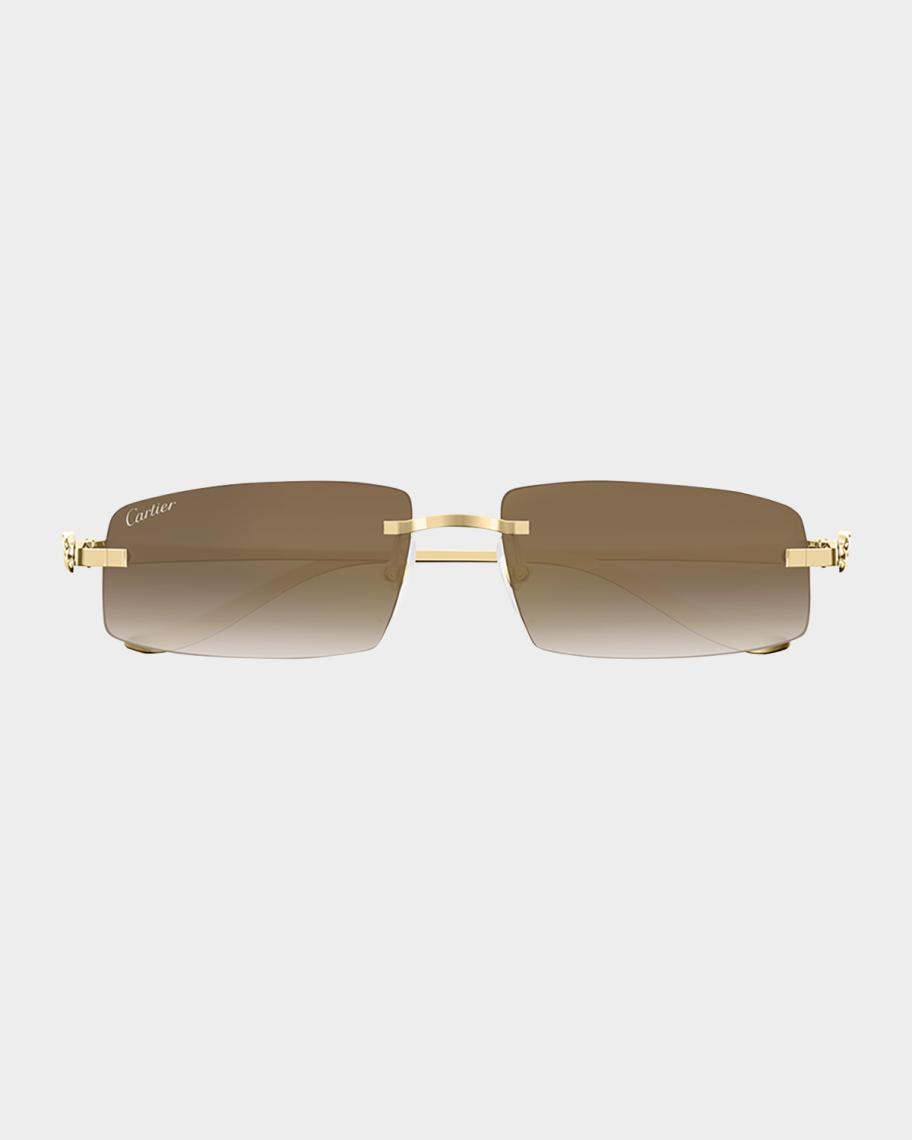 Cartier Panthère Rimless Rectangular Sunglasses in Gold  display picture 1