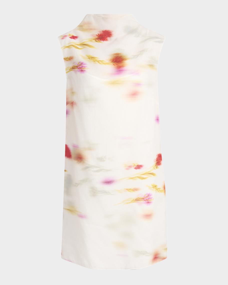FERRAGAMO Blossom Flower Organdy Funnel-Neck Mini Dress | Neiman Marcus