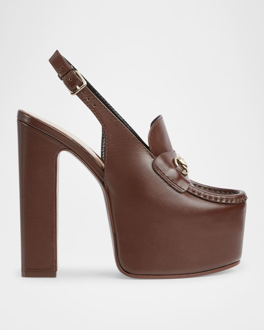 Gucci Ottavia Leather Platform Loafer Pumps