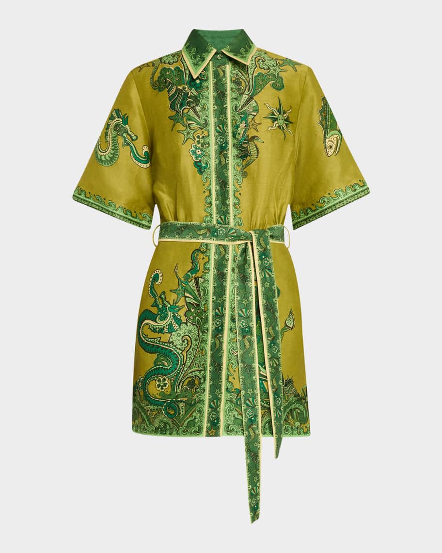Alemais Solaris Shirtdress - Olive Silk Satin