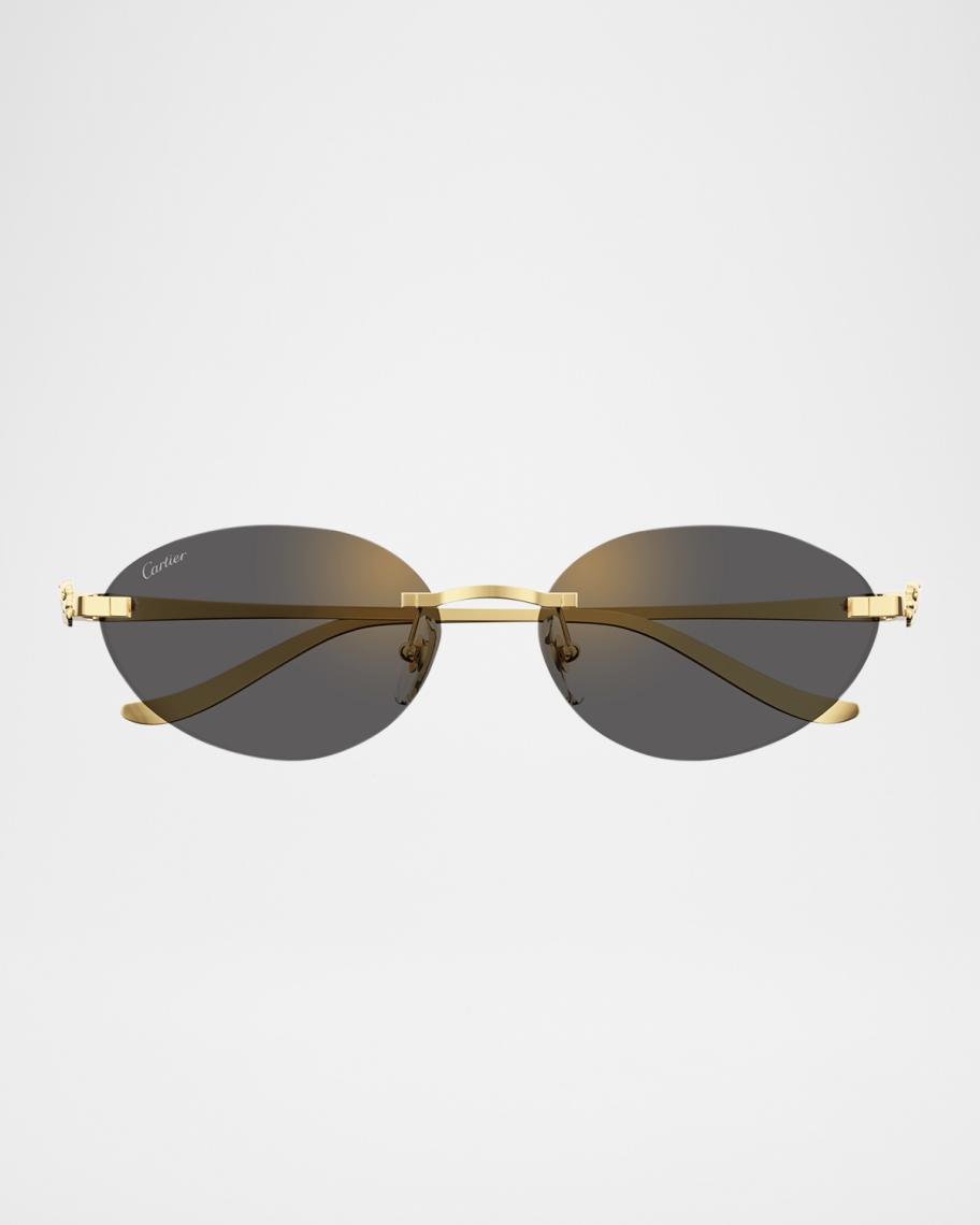 Cartier Panthère Rimless Metal Oval Sunglasses | Neiman Marcus display picture 2