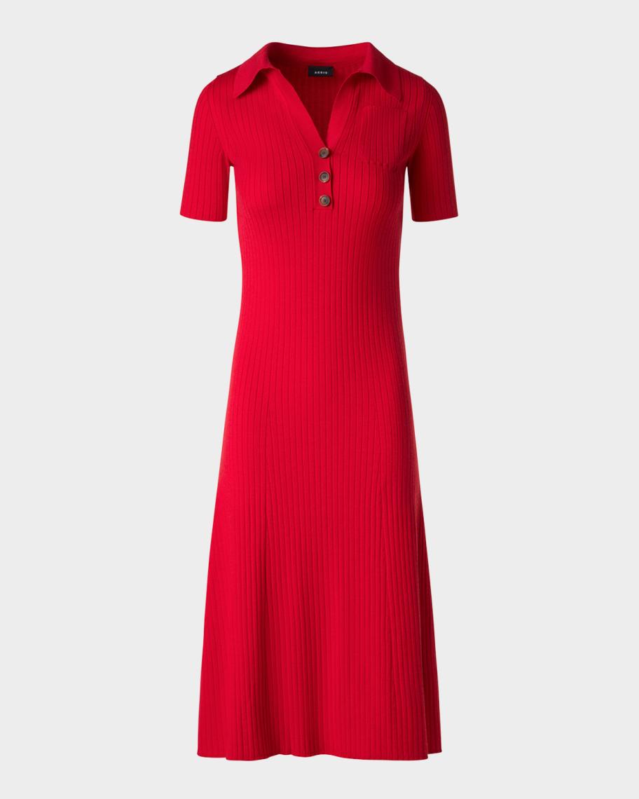 Akris Short-Sleeve Rib Polo Shirtdress | Neiman Marcus