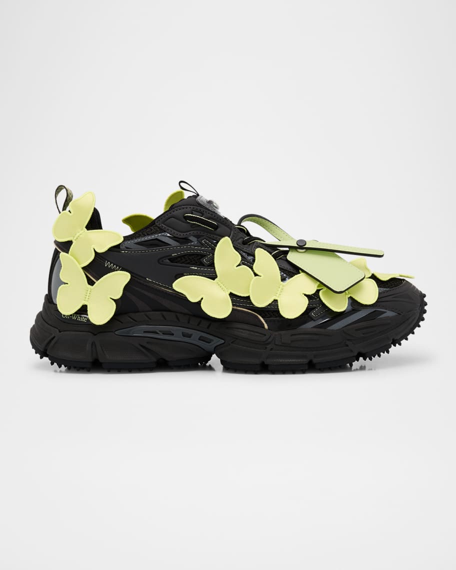Yellow Butterfly Print Men's Sneakers
