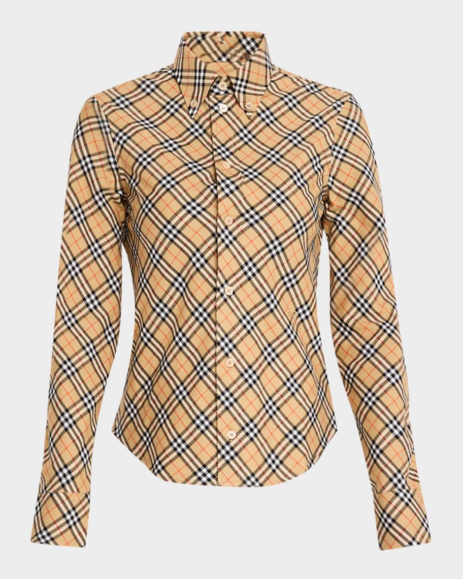 Burberry Shrunken Check Button Down Shirt Neiman Marcus