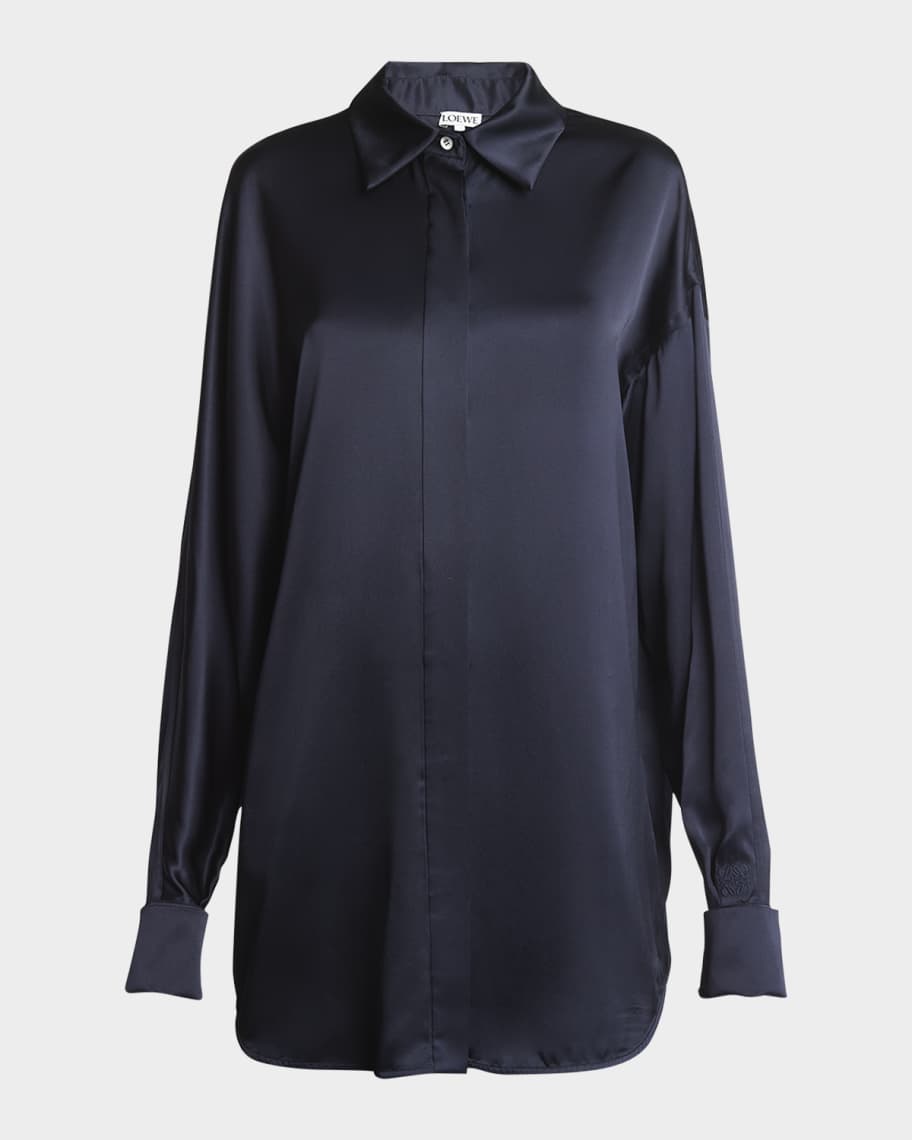 vintage LOEWE （ロエベ）silk shirt Loewe Oversized Silk Button-Down Shirt | Neiman Marcus