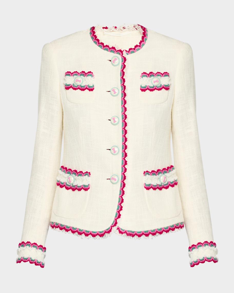 Maison Common Ric Rac-Trim Cotton Button-Front Jacket | Neiman Marcus
