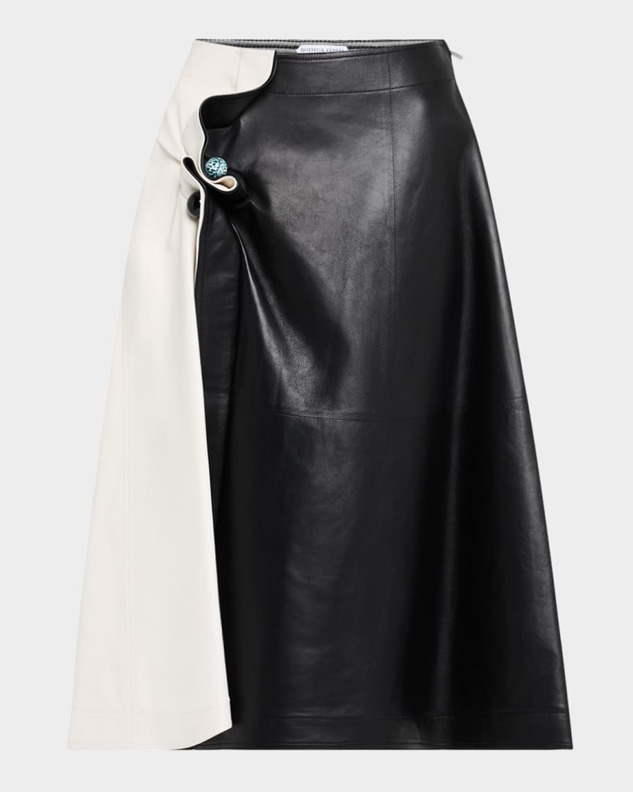 ミニスカート Bottega Veneta Green Leather Skirt Bottega Veneta Green Intrecciato Wrap Leather Skirt Bottega