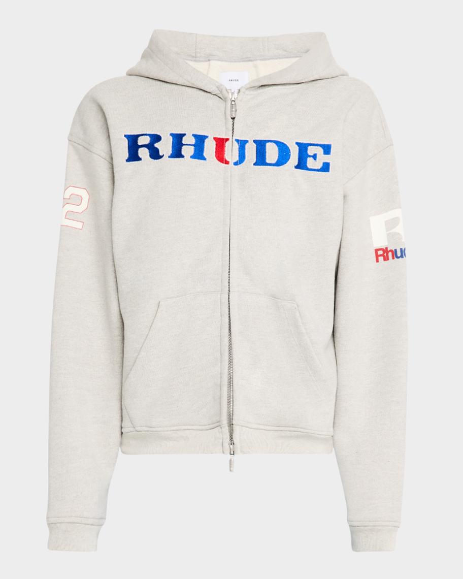 Rhude Men's Racing Embroidered Full-Zip Hoodie | Neiman Marcus