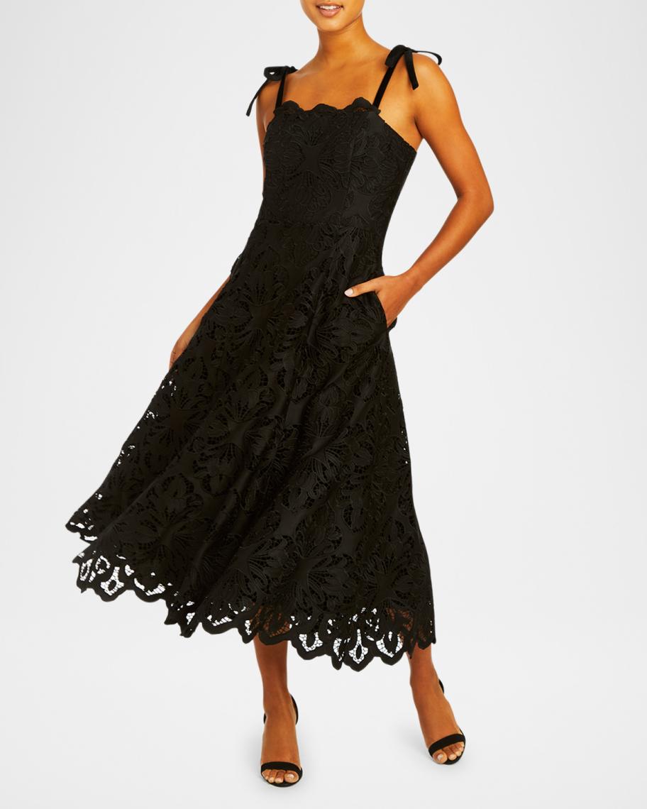 Mestiza New York Cataleya Scalloped Floral Lace Midi Dress | Neiman Marcus
