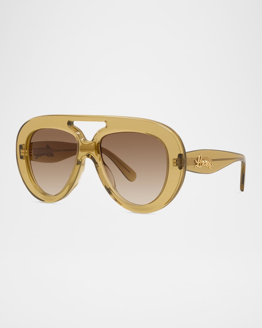 Loewe Curvy Logo-Print Acetate Aviator Sunglasses | Neiman Marcus