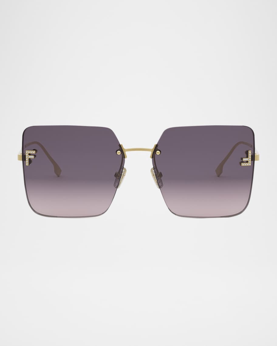 Fendi Oversized Rimless Square Metal & Nylon Sunglasses