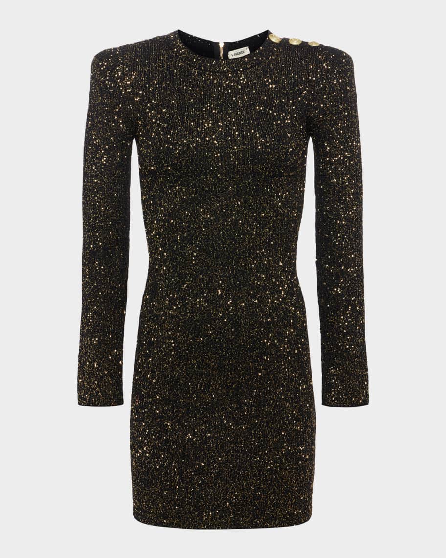 L'Agence Cherry Sequined Long-Sleeve Mini Dress