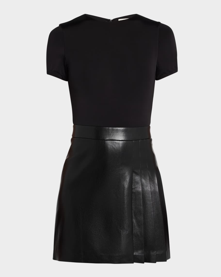 alice + olivia chara vegan leather croc mini dress CHARA VEGAN MINI DRESS in BLACK