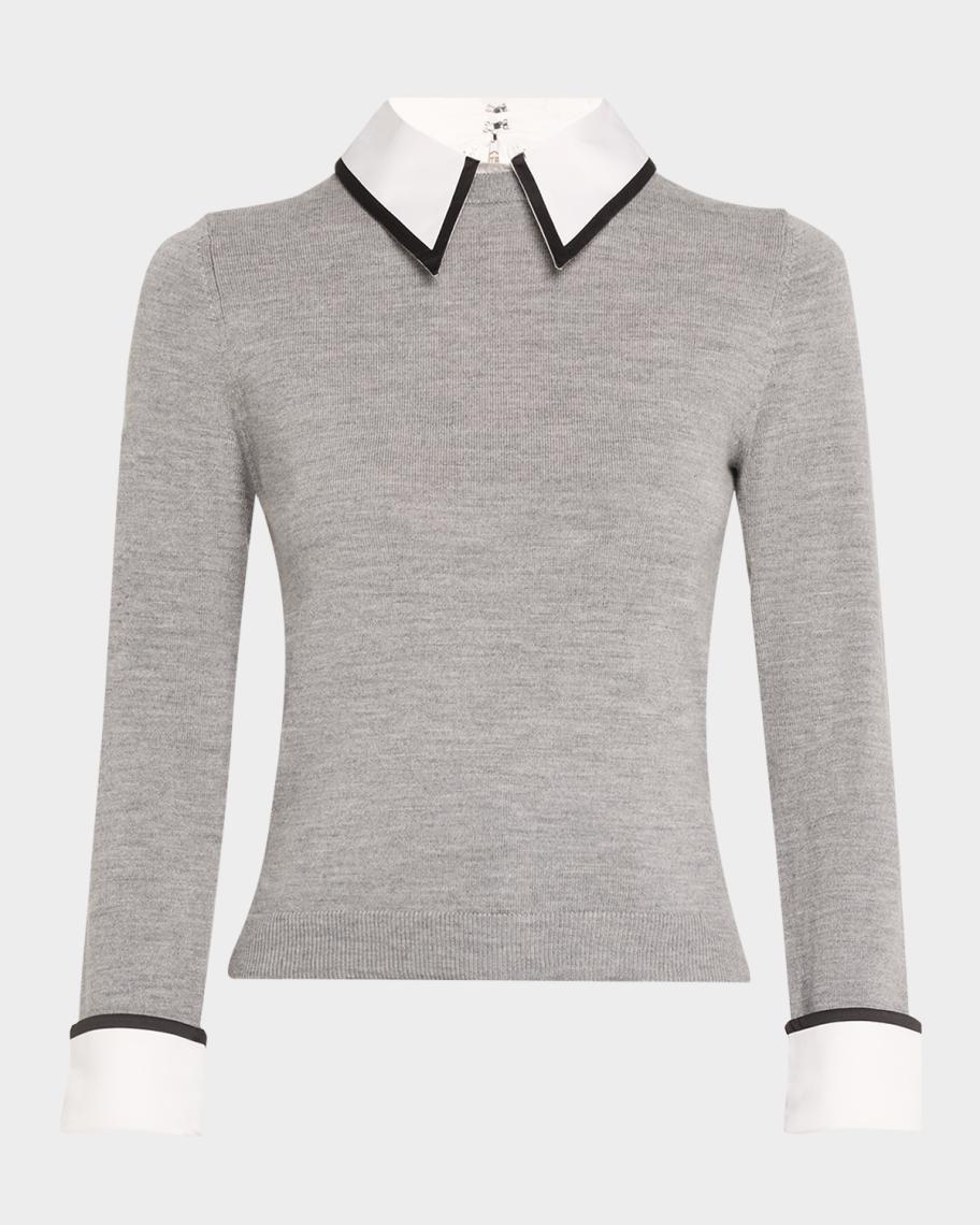ALICE + OLIVIA Porla Collared Sweater | Neiman Marcus