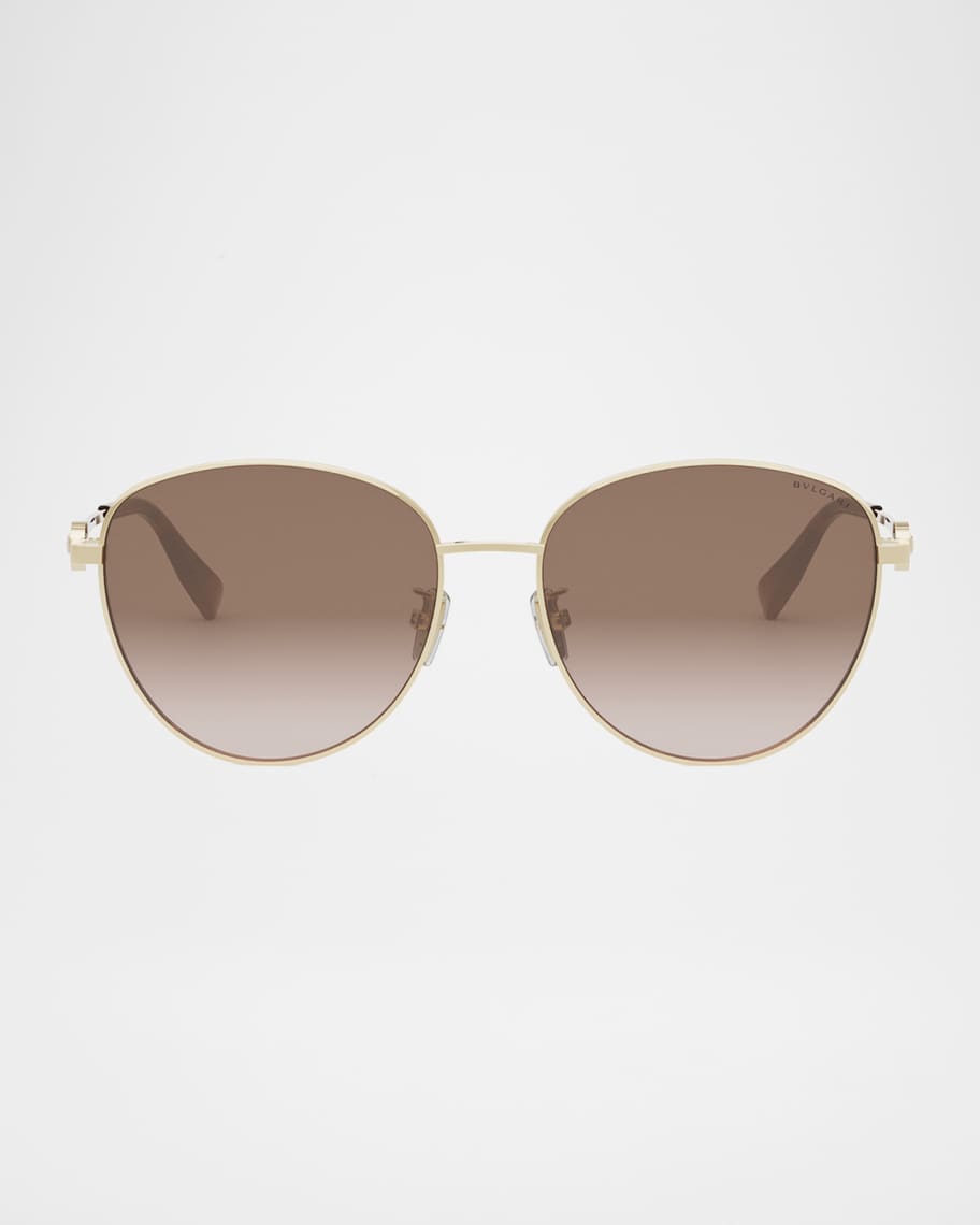 BVLGARI Round Metal & Nylon Sunglasses | Neiman Marcus