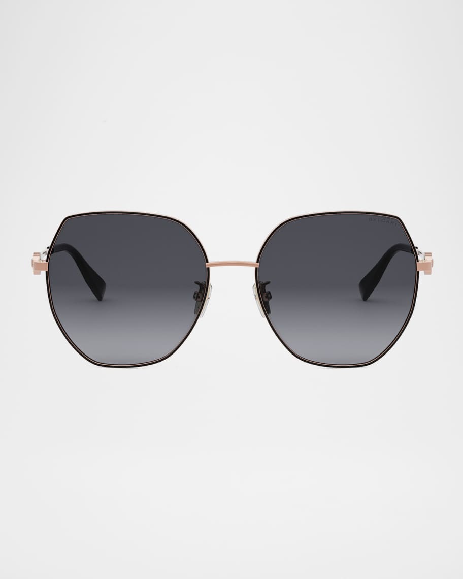 BVLGARI Round Metal & Nylon Sunglasses | Neiman Marcus