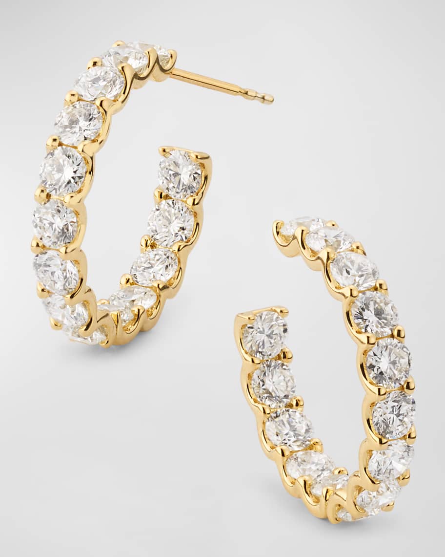 Neiman Marcus Diamonds 18K Yellow Gold Inside Out Diamond Hoop