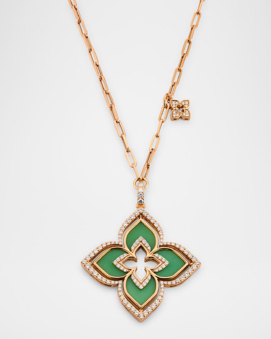 Roberto Coin 18K Rose Gold Diamond Chrysoprase Pirouette Pendant ...
