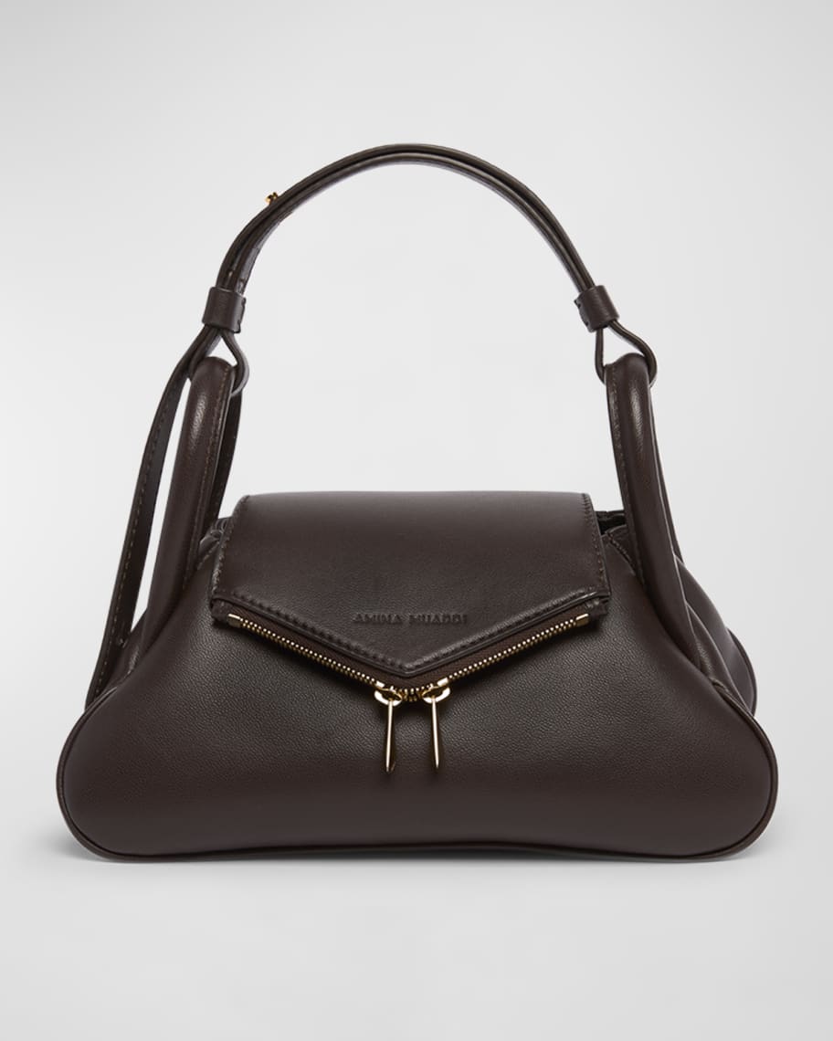 Amina Muaddi Gemini Small Zip Leather Shoulder Bag | Neiman