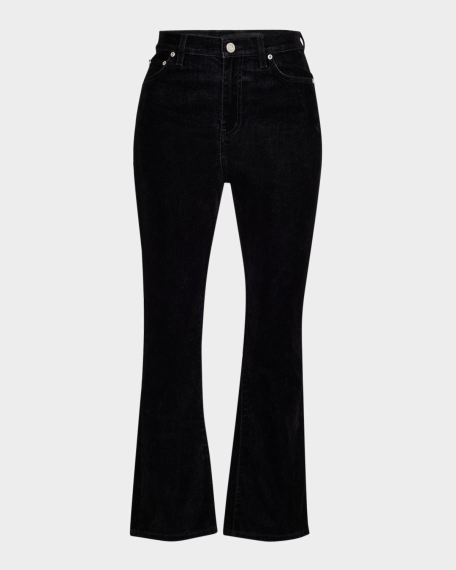 PURPLE Flare Cropped Flock Jeans | Neiman Marcus
