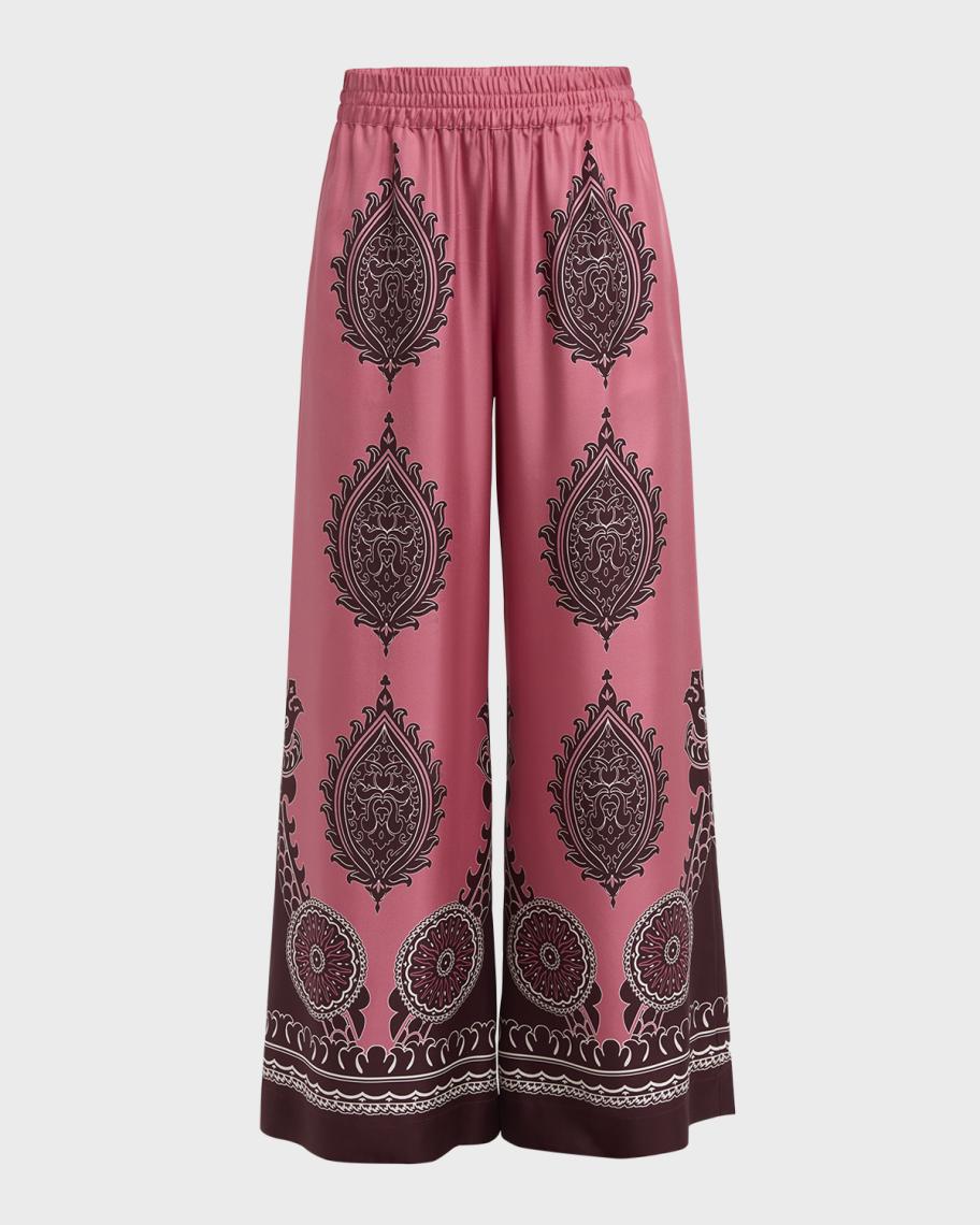 Pantalon Large (palazzo) En Soie LA DOUBLE J Taille S (FR38) - Motif Géométrique, Italie