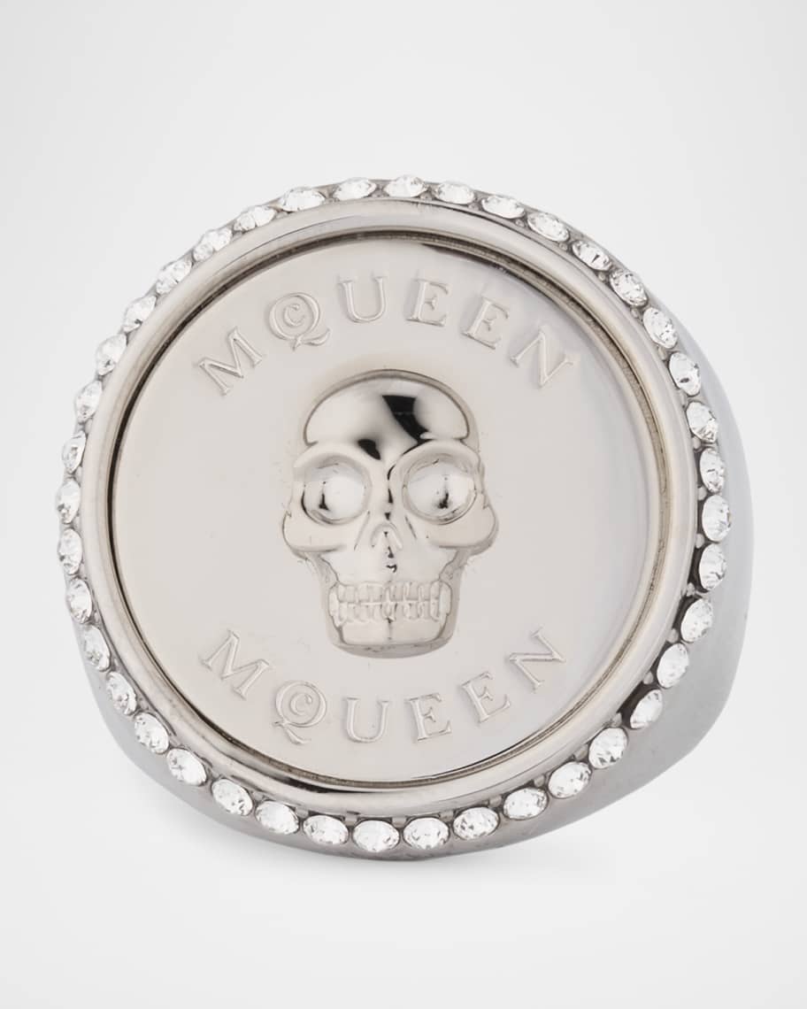 関税送料込♪ALEXANDER MCQUEEN/Sovereign Skull Ring McQueen Men's Sovereign Skull Ring in Palladium | Neiman Marcus