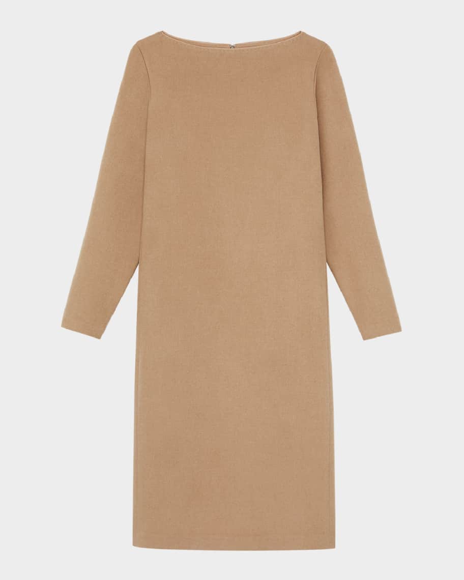 Lafayette 148 New York Bateau-Neck Camel Hair Midi Dress