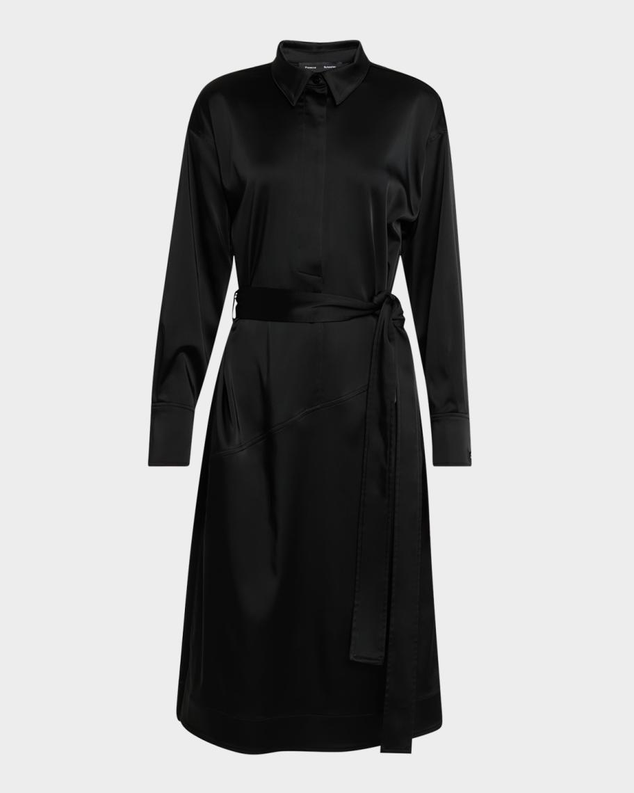 Proenza Schouler Andy Belted Technical Satin Midi Shirtdress | Neiman ...