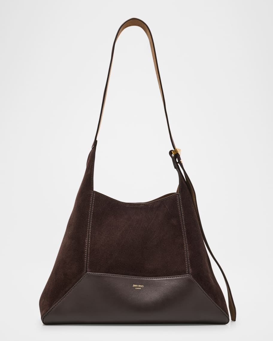 Jimmy Choo Medium Diamond Brown Suede & Leather Hobo Bag | Neiman