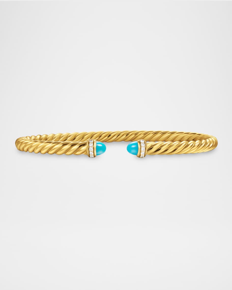 David Yurman Modern Cablespira Bracelet in 18K Gold with Gemstones and Diamonds, 4mm