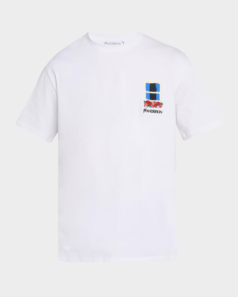 JW Anderson Men's Window Embroidery T-Shirt | Neiman Marcus