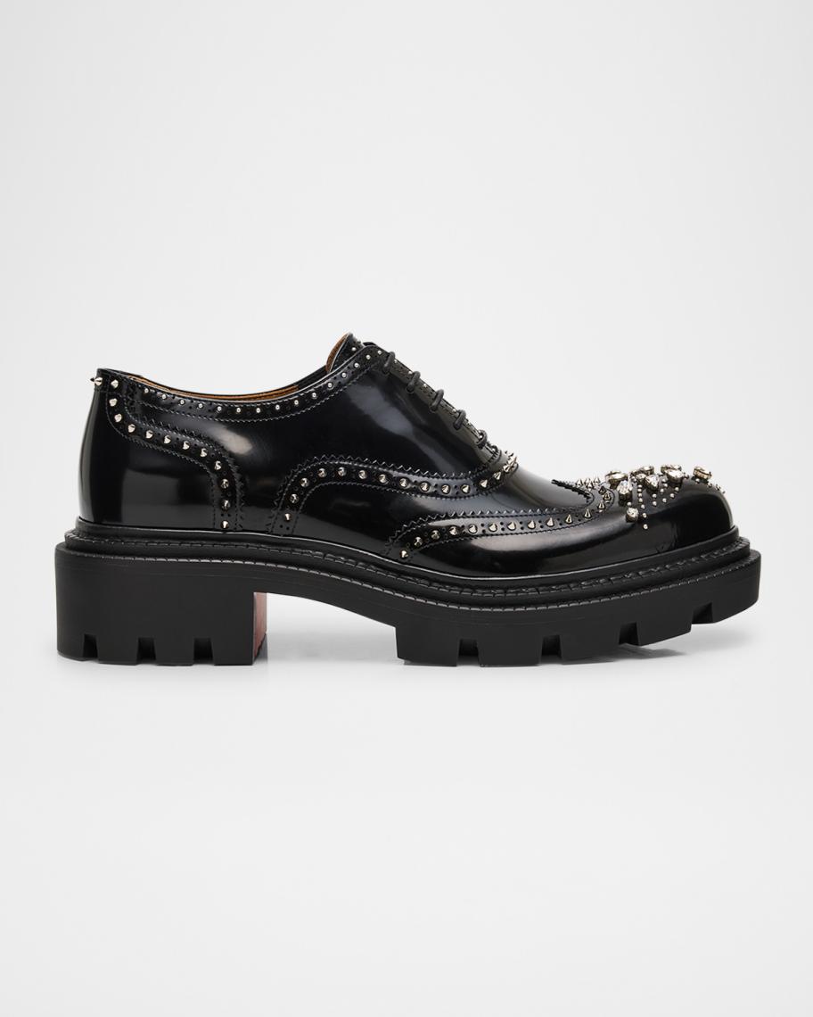 Christian Louboutin  College Strass Embellished Leather Oxfords Christian Louboutin College Strass Embellished Leather  main image 2