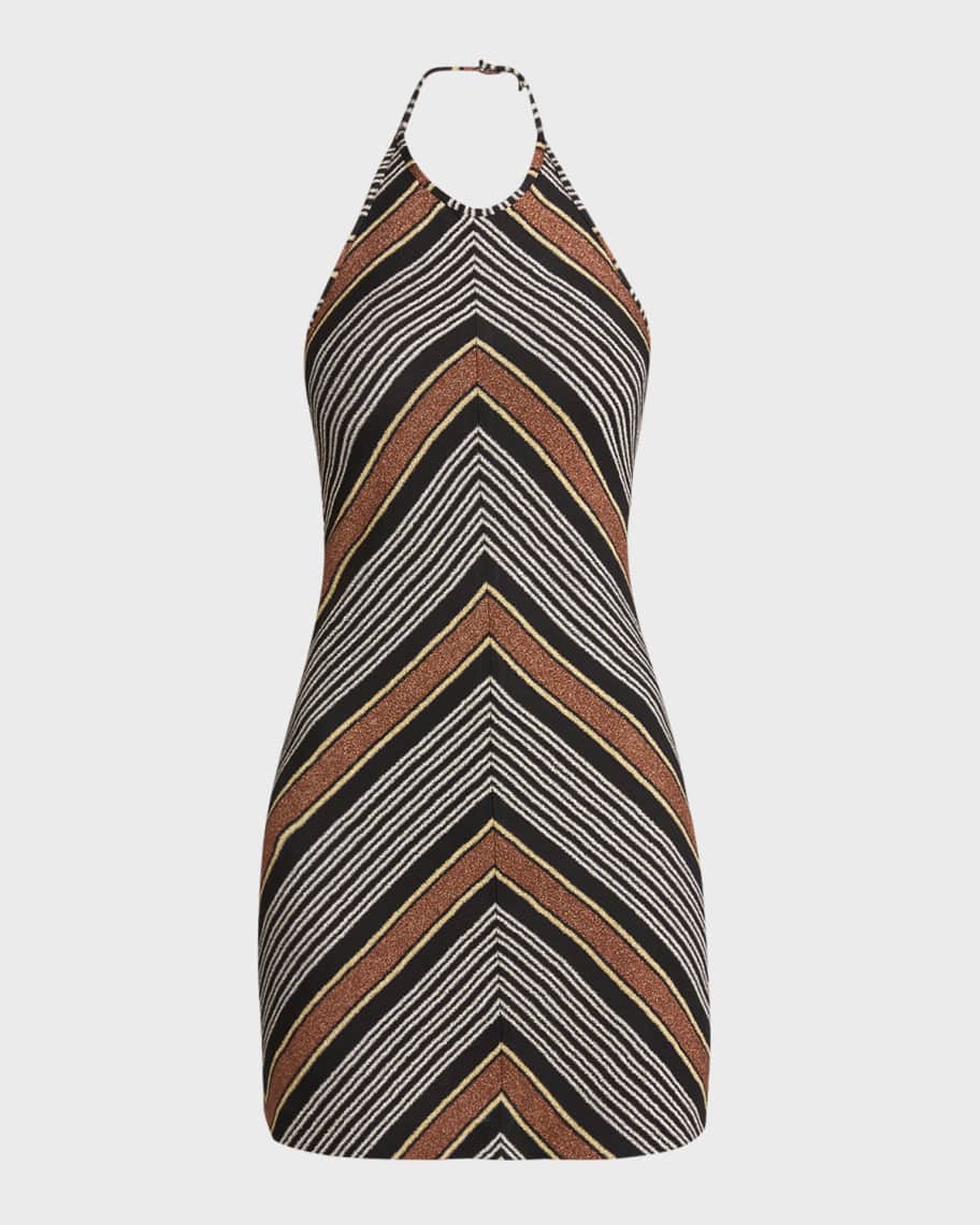 MISSONI フレアスリーブ アンサンブル Missoni Metallic Chevron Halter Mini Dress | Neiman Marcus
