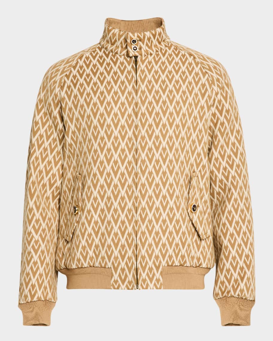 【関税＆送料込み】Valentino Garavani Wool Jacket Valentino Garavani Men's V Jacquard Wool Harrington Jacket
