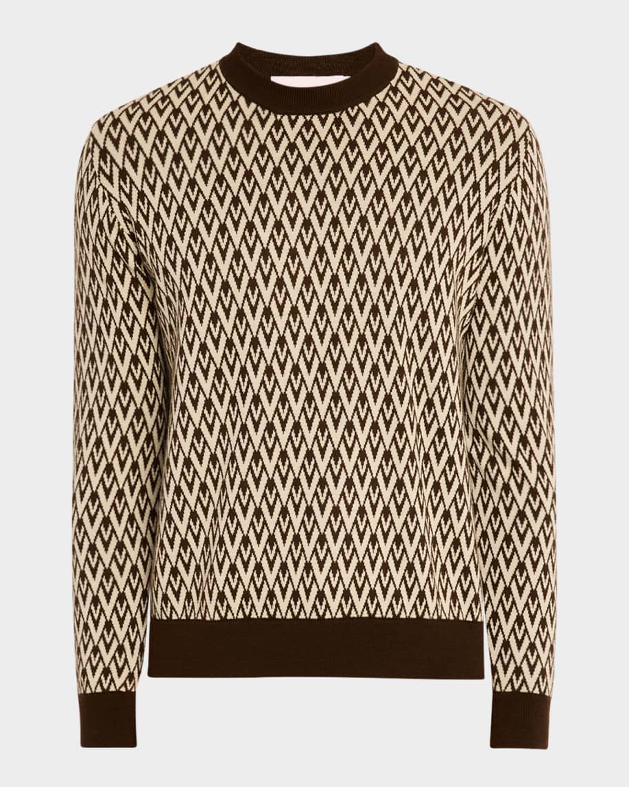 【関税＆送料込み】Valentino Garavani Valentino Sweater Valentino Garavani Men's V Jacquard Wool Sweater | Neiman Marcus