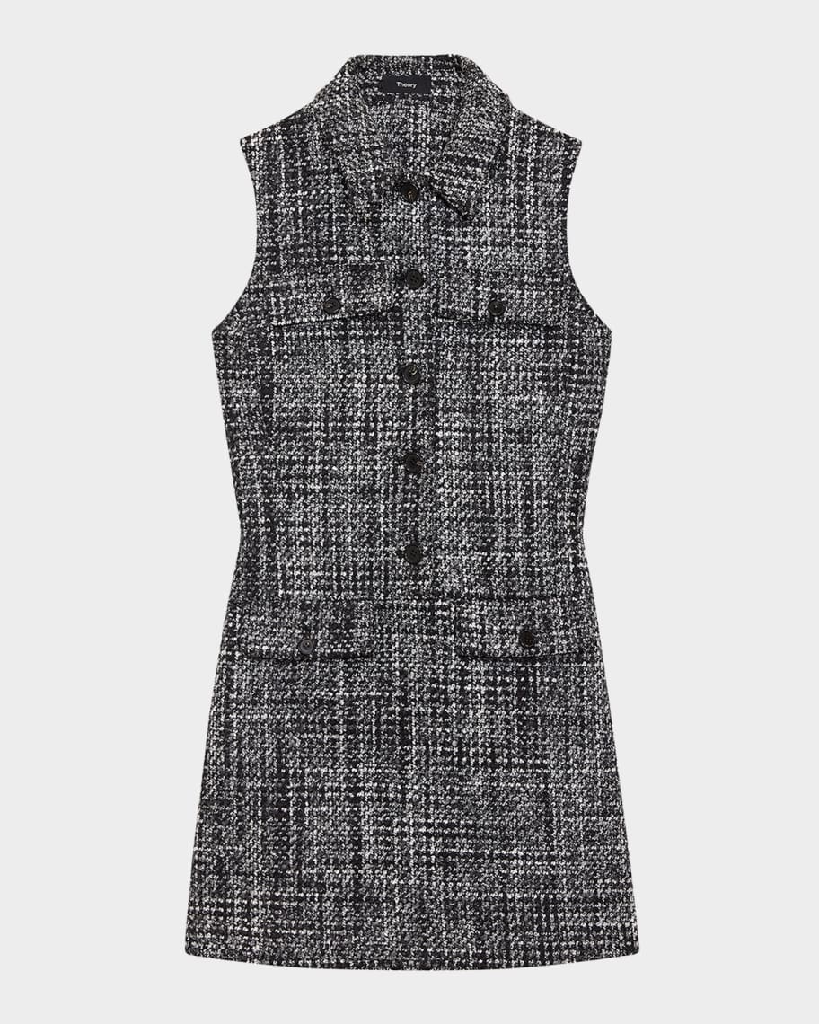 【MUDIDI】22FW★ Tweed sleeveless dress 001 Navy Blue Tweed Dress - Tweed Mini Dress - Sleeveless Mini
