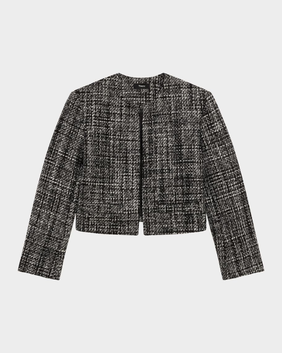 ★GENERAL IDEA★ WOMAN Wool Knit Tweed Jacket [BLACK] / WBD3 Lightweight Boiled Wool Classic Collar Jacket in
