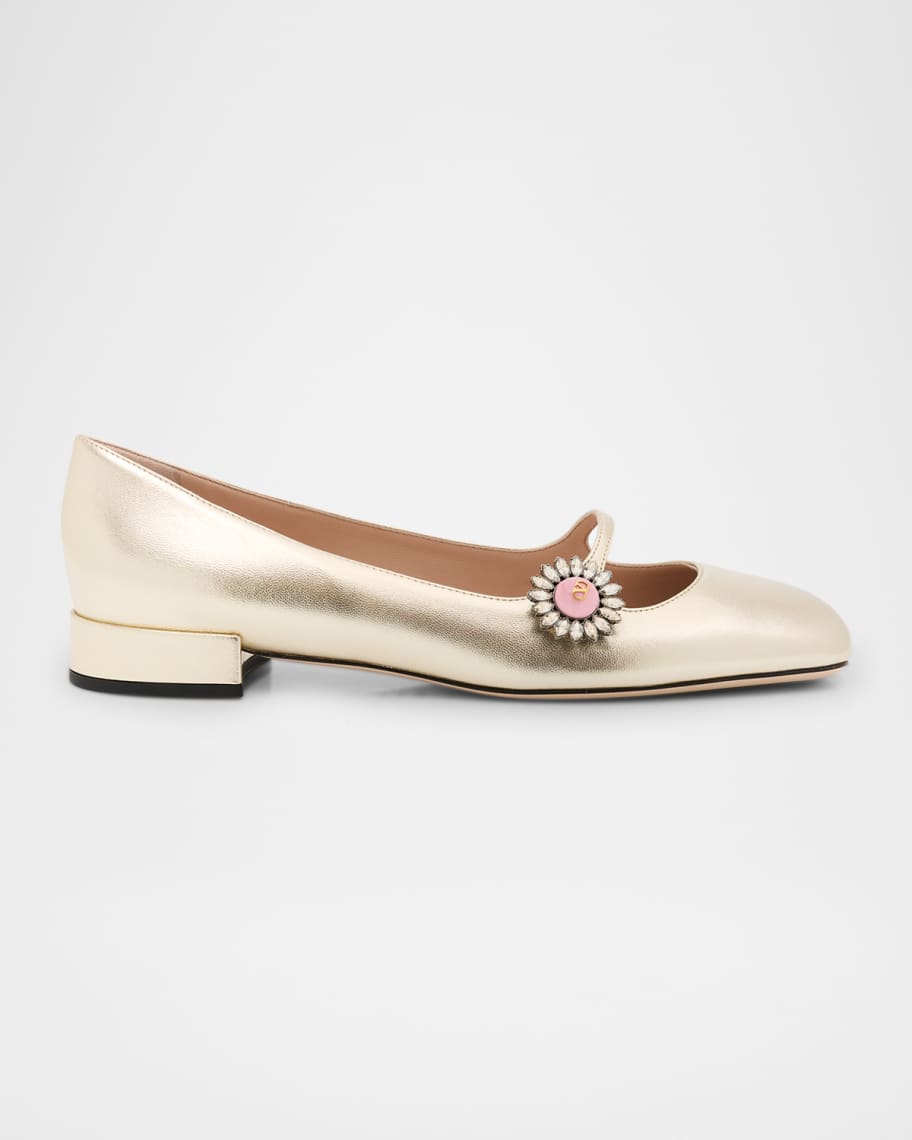 Valentino Garavani Mary Jane Jeweled Ballerina Flats