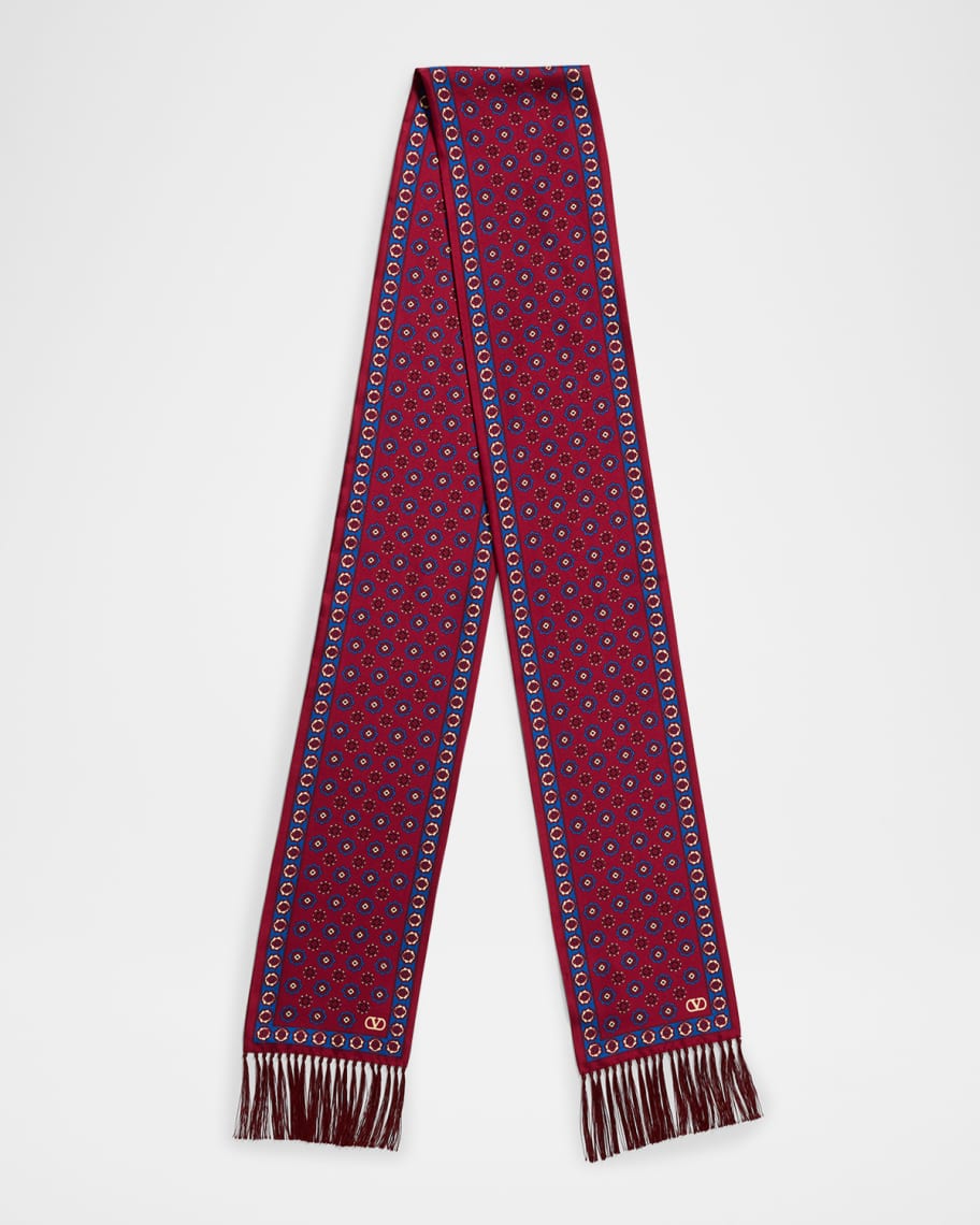 Valentino Garavani Men's Medallion VLogo Twill Scarf | Neiman Marcus